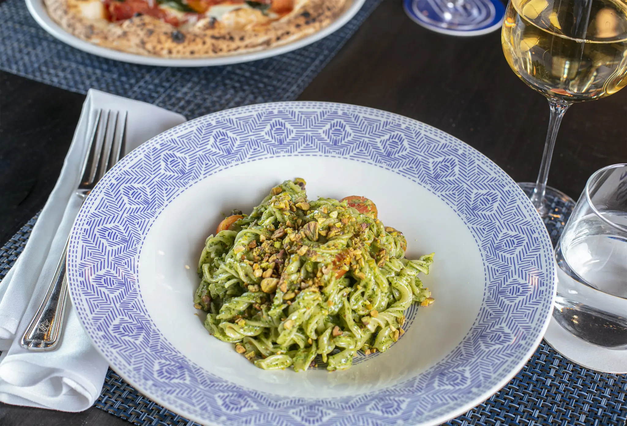 Fusilli al Pesto comes with pistachios. (Photo by Emily Loving)