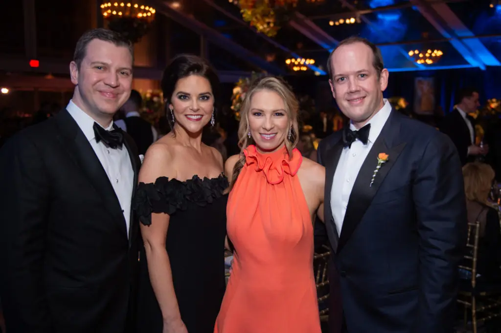 Jonathan & Ann Ayre, HGO Opening Night chairs Drs. Rachel & Warren Ellsworth  (Photo by Wilson Parish)
