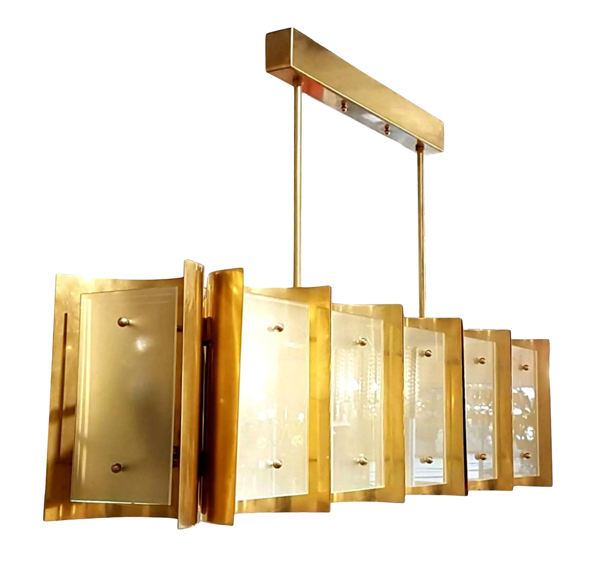 D'Lightus bespoke curved brass and translucent glass 12 lights chandelier
