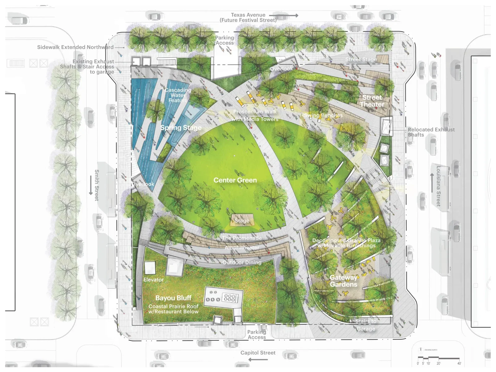 The architect's plan for the Lynn Wyatt Square for the Performing Arts with groundbreaking set for August of 2020.