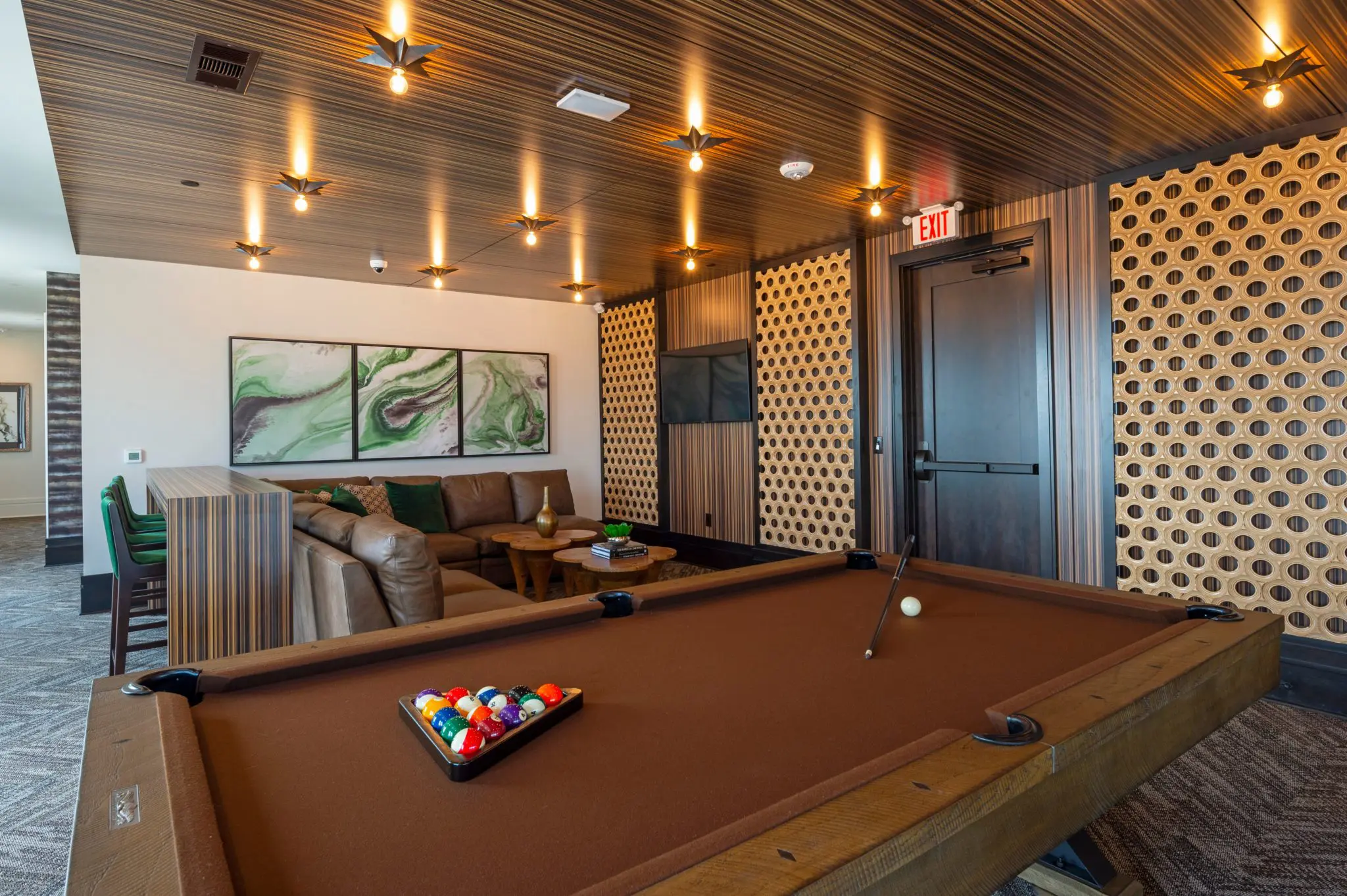 Hang out, watch the game or play pool with friends and neighbors.