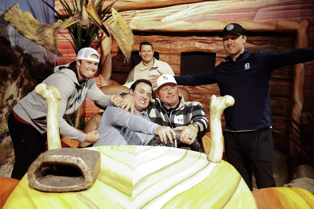 the Flintstone-mobile at Movietopia.(Photo by Bob Levey/Getty Images for Movietopia)