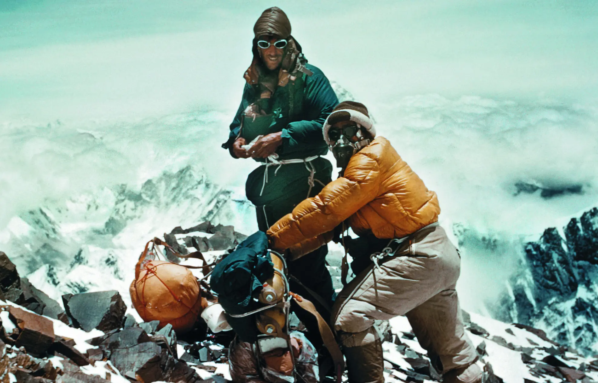 Edmund Hillary and Tenzing Norgay on their way to Mt. Everest in 1953, wearing Rolex watches.