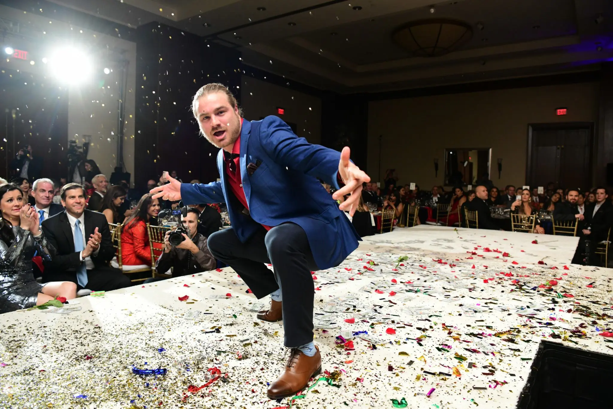 Houston Texan Cullen Gillaspia rocks the runway at Una Notte in Italia at the Omni Houston Hotel. (Photo by Daniel Ortiz)