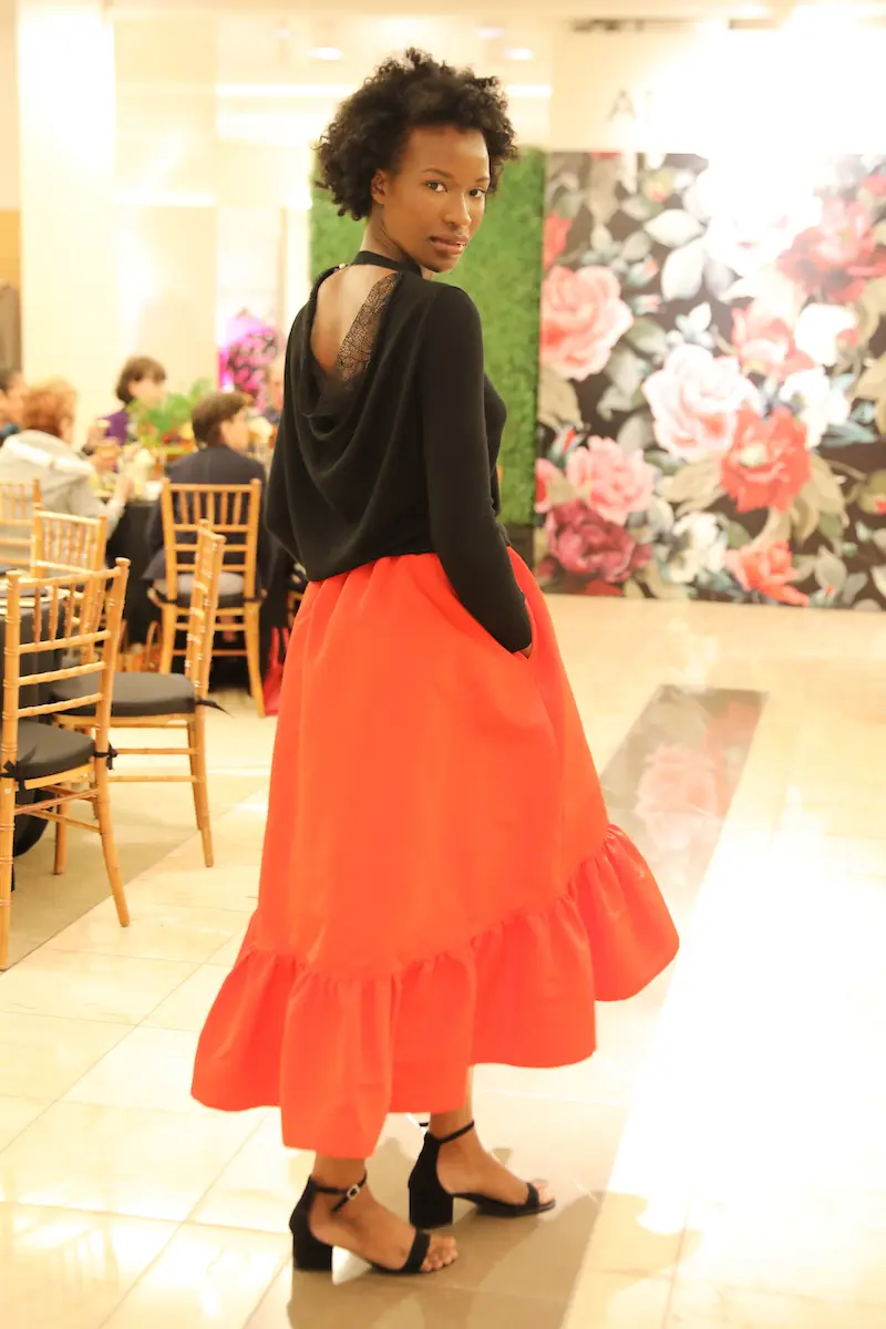 Adam Lippes' fire red skirt with ruffled hemline. (Photo by Priscilla Dickson)