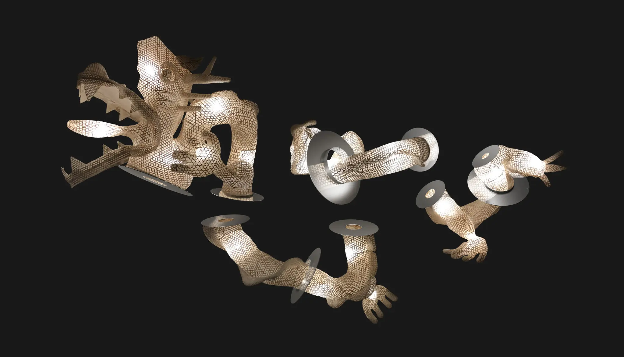 Ai Weiwei's suspended dragon sculpture, shown in this rendering, will be a feature on the ceiling of the Glassell, adjoining the Kinder’s Eliasson tunnel, where it will be seen by numerous school children. (Courtesy Ai Weiwei Studio)