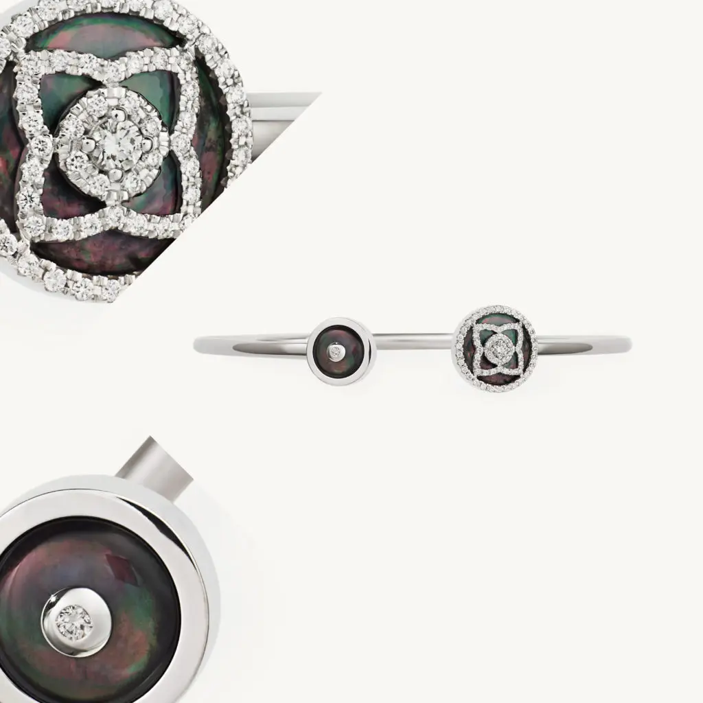 Mother-of-pearl is another new element to the Enchanted Lotus Collection.