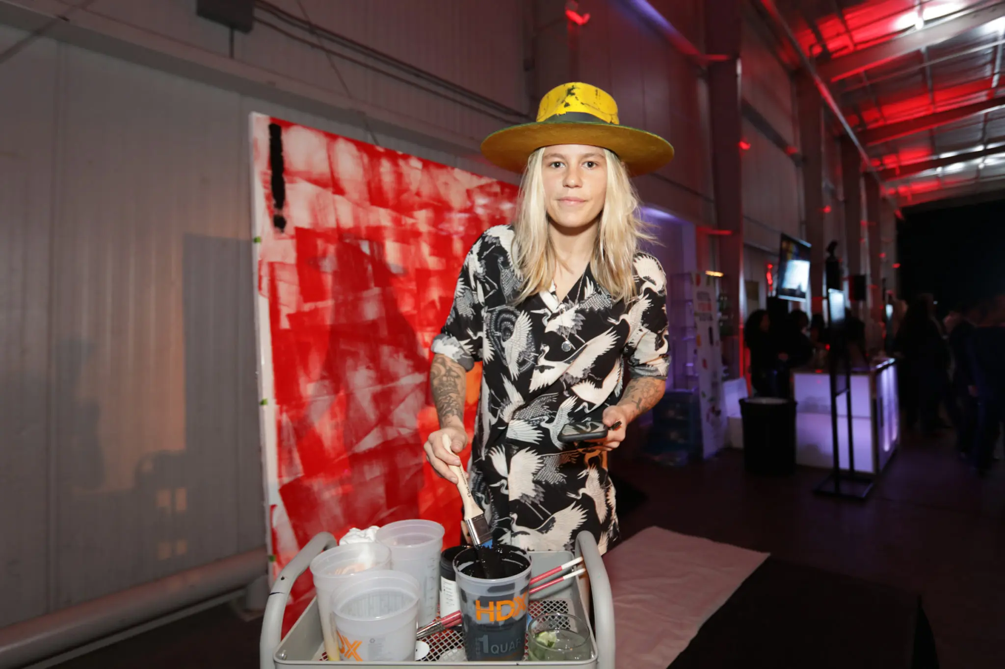 Artist Cara Barnhart painting with Ferrari inspiration