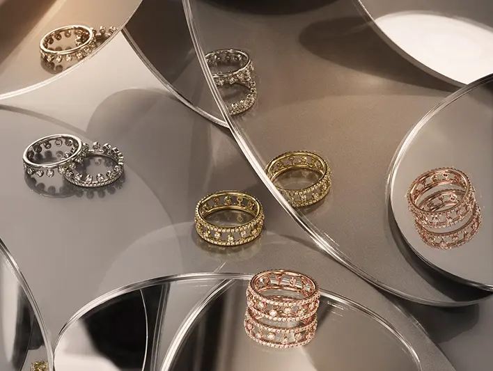 The Dewdrop Collection comes in white, yellow and rose gold.