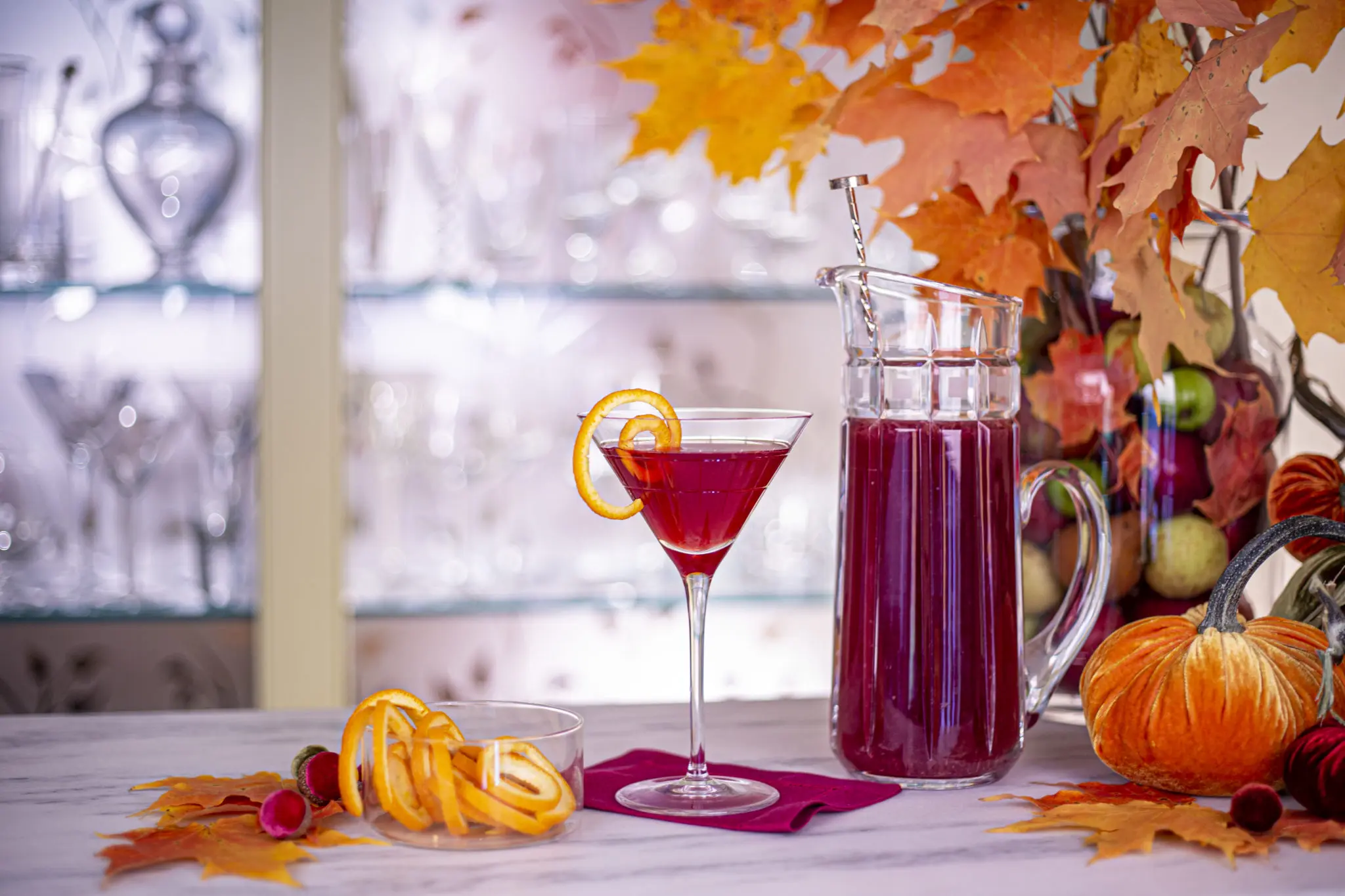 The Markitini, in Christofle's Graphik martini glass, made with pomegranate juice, fresh lime juice and orange syrup, Amaro Montenegro, and vodka, of course. 