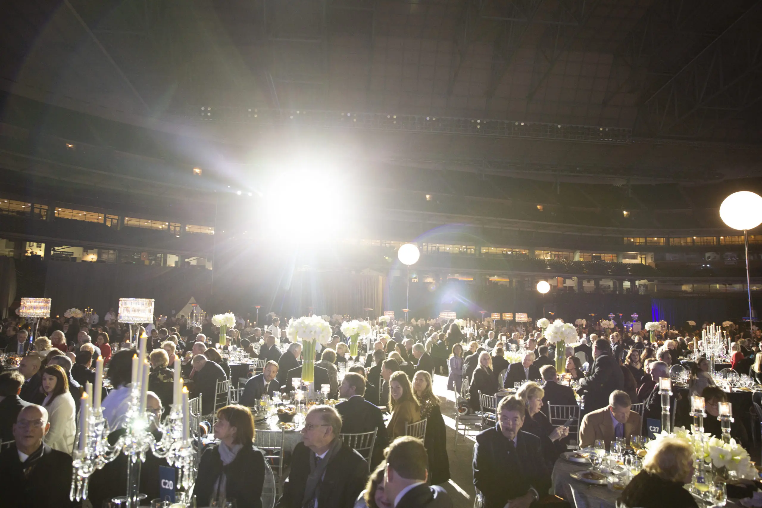 Guests at the "Rendezvous of the Century" Gala dined in a supper club atmosphere in the outfield of Minute Maid Park. (Photo by Jenny Antill)