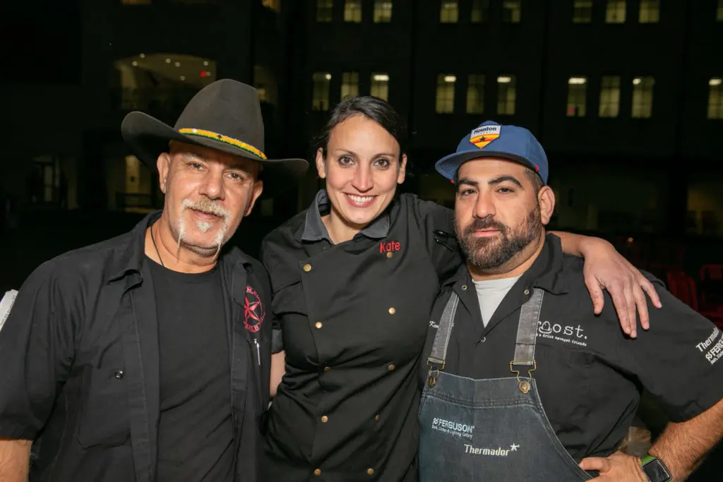 Pitmaster Ara Malekian, Chef coordinator Kate McLean, Roost chef Kevin Naderi (Photo by Emily Jaschke)
