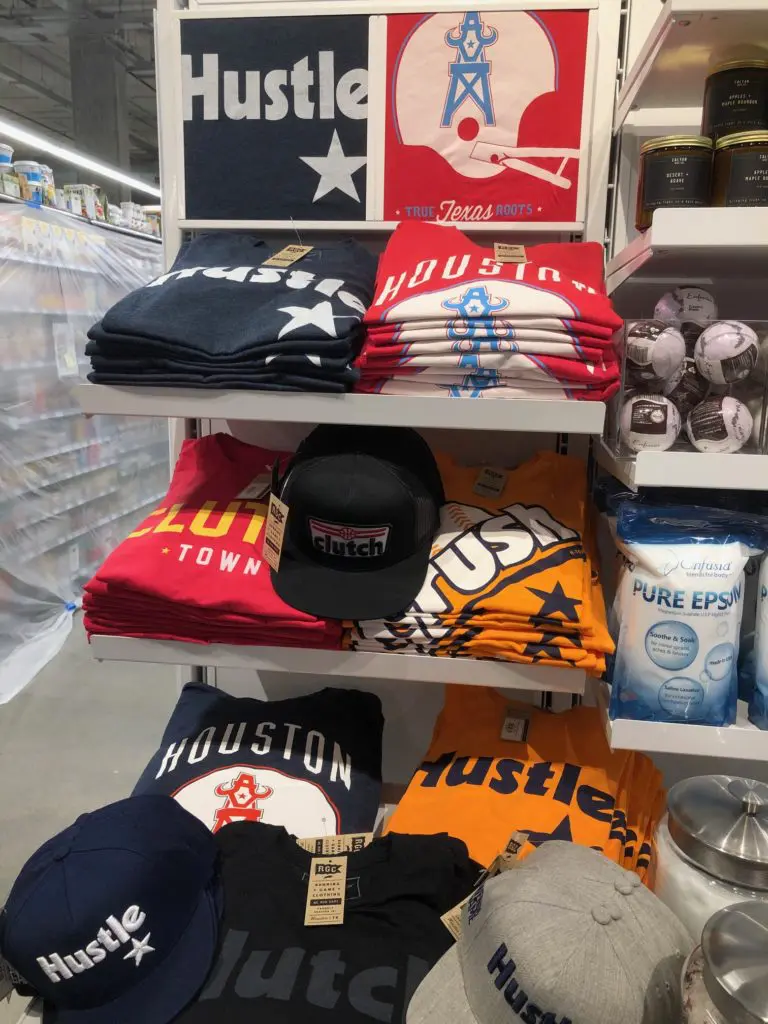 A curated selection of Houston sports apparel is available at the new store. (Photo by Clifford Pugh)