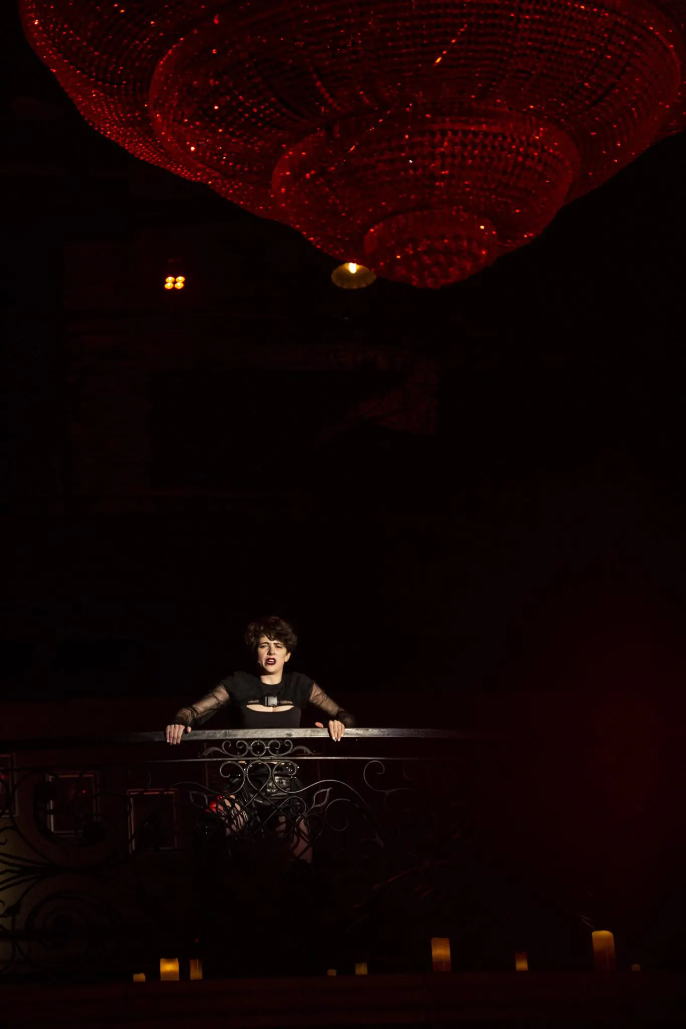 The musical gets immersive using all the Prohibition Theater space to tell the story.  (Photo by Claire Logue)