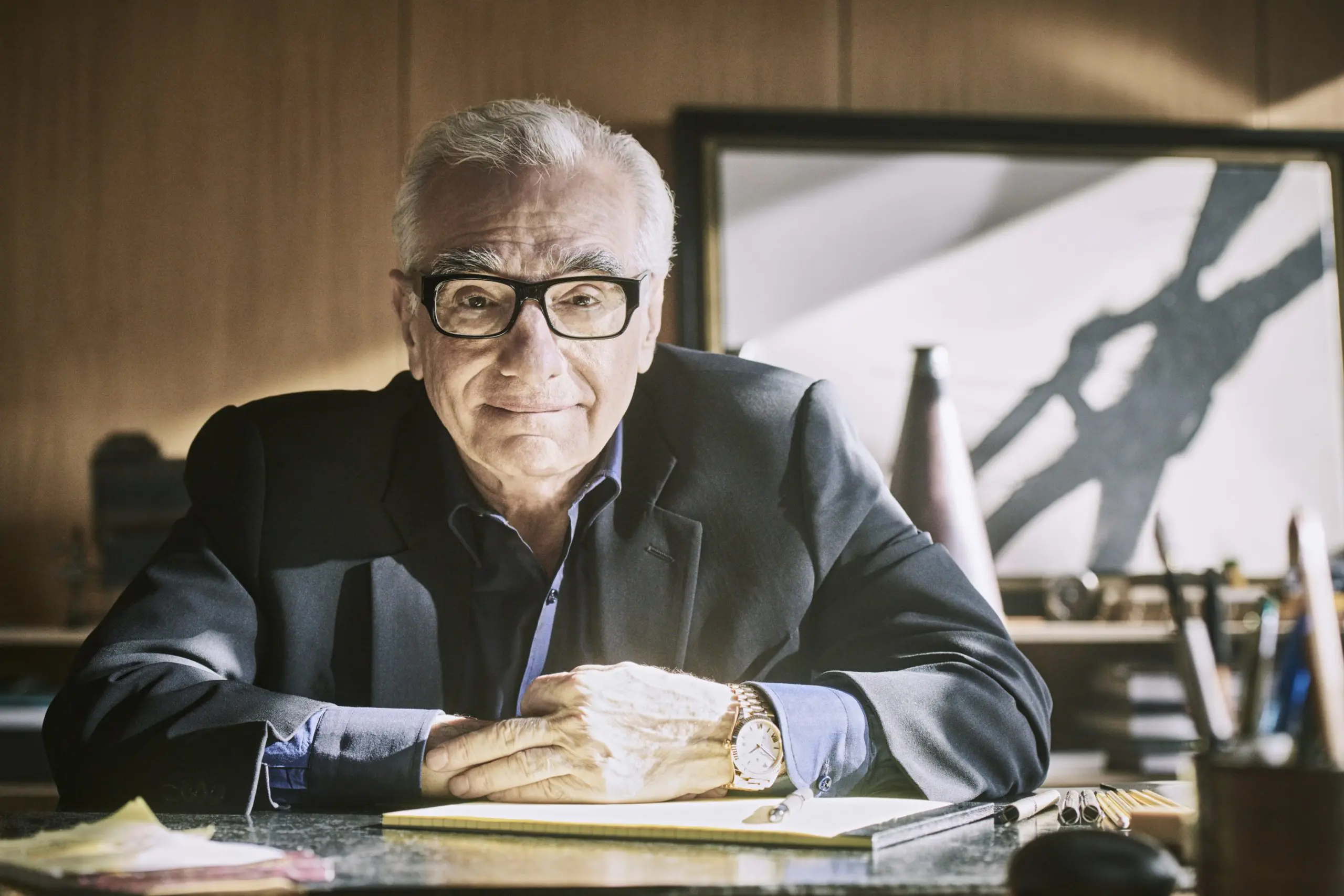 Martin Scorsese wearing an Oyster Perpetual Day-Date 40. Rolex has a long tradition of enlisting celebrities from film, arts, and sports to wear its watches.