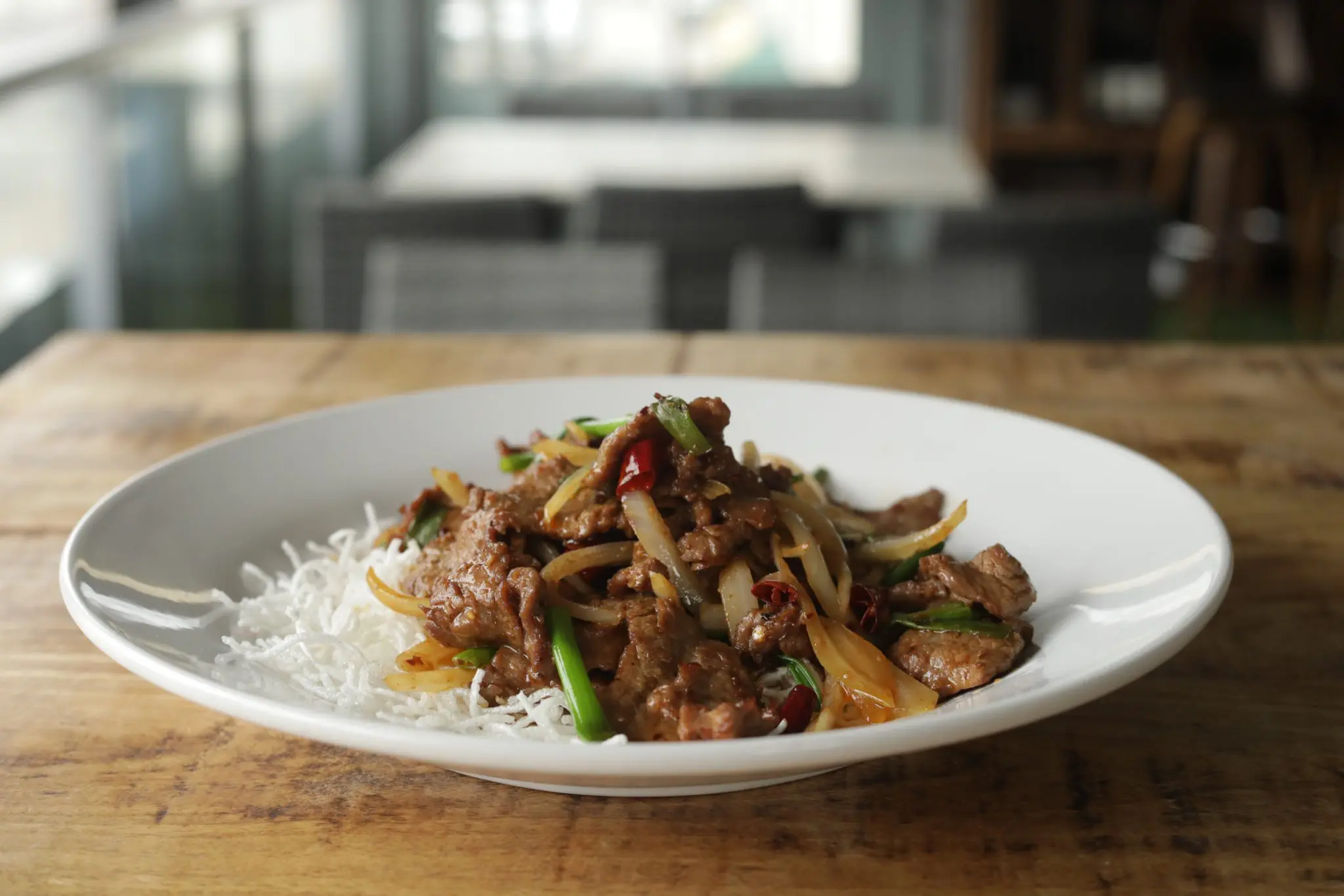 The Mongolian Beef comes with broccoli and carrots. Photo by Jason Janik