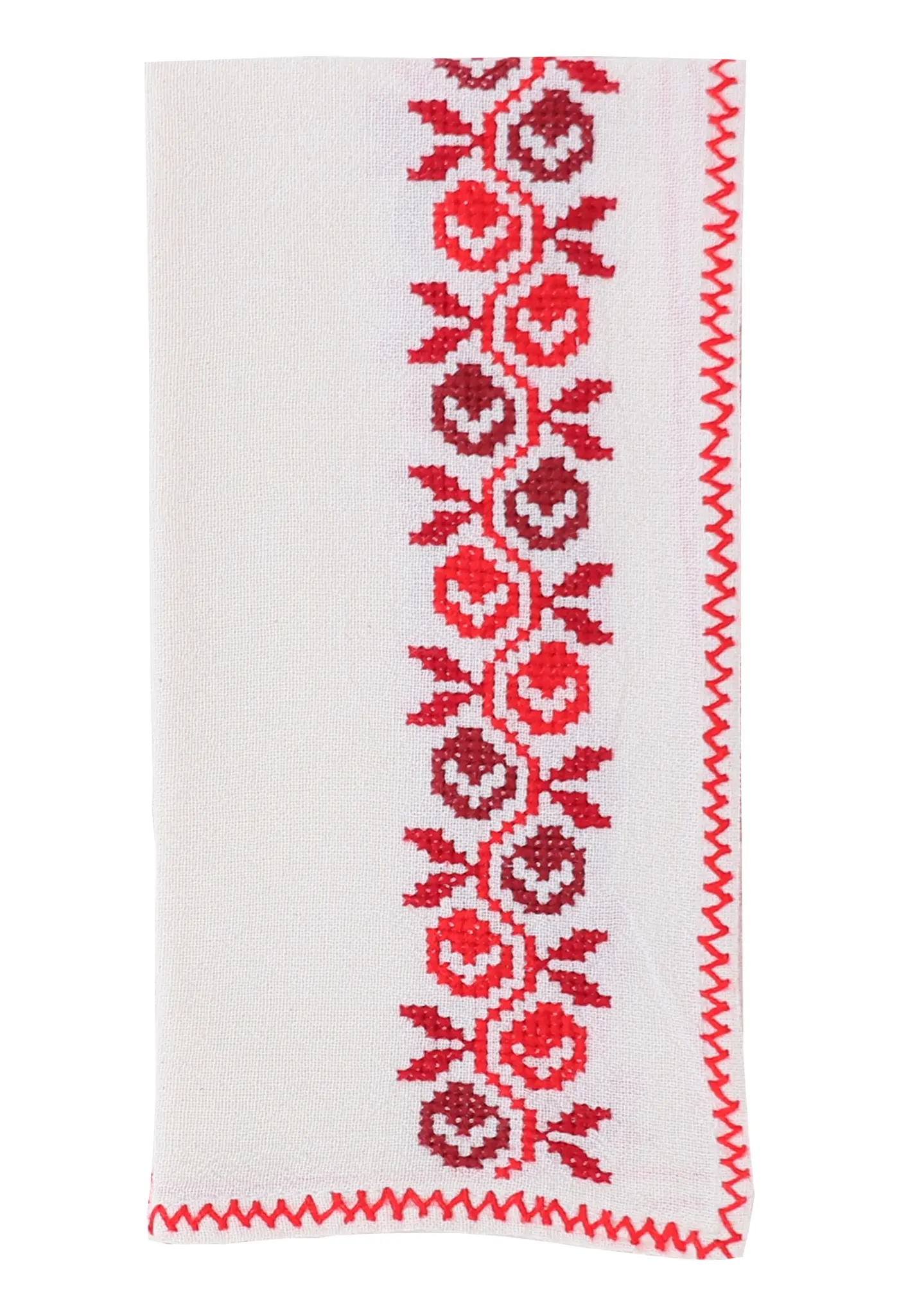Servilletas de San Vicente Rojo embroidered by hand in Mexico.