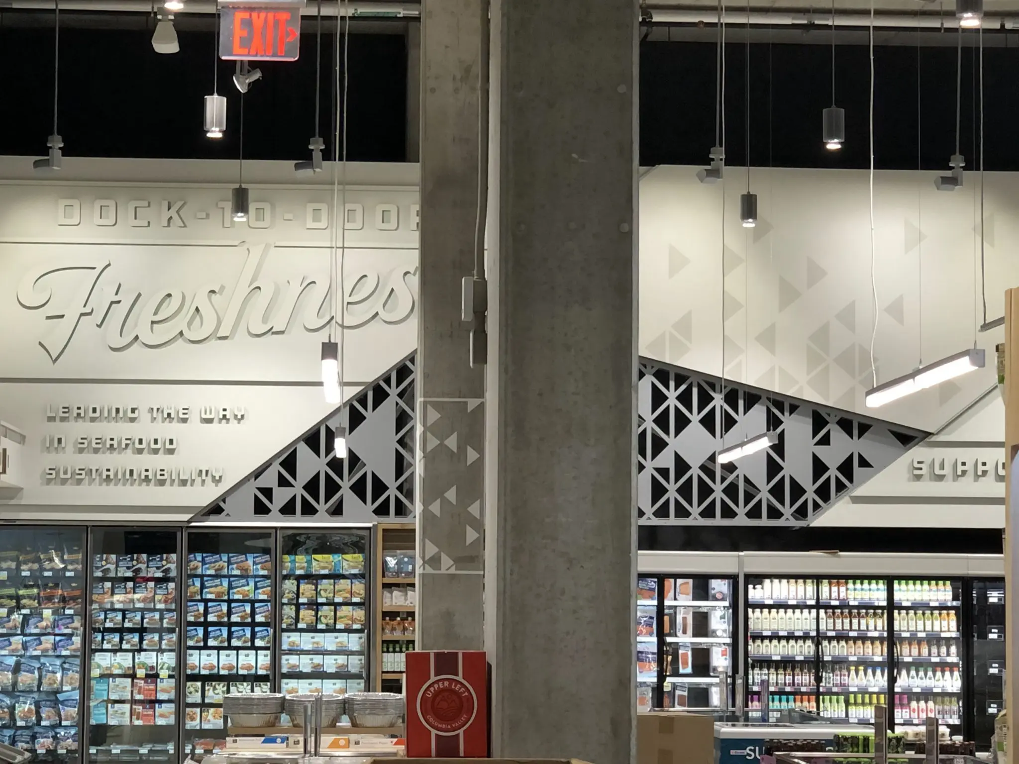 The new Whole Foods Market Midtown features concrete walls and columns. (Photo by Chad Miller)