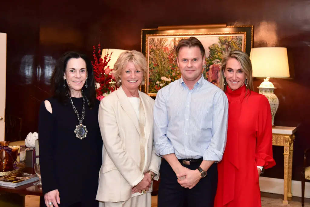 Wisteria president Caryn Lerner, OKA creative director Sue Jones, designer Adam Lippes, hostess Courtney Sarofim