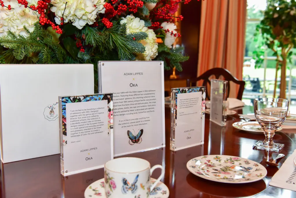 The china comes in three patterns, butter fly, floral and a simpler pattern, designed for mix and match.