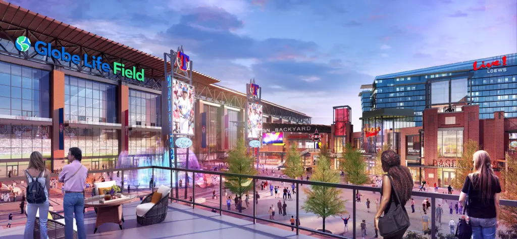 View of the plaza from amenity space.