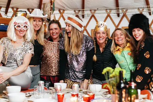 It's a party scene in the yurt with the stars beckoning right outside.