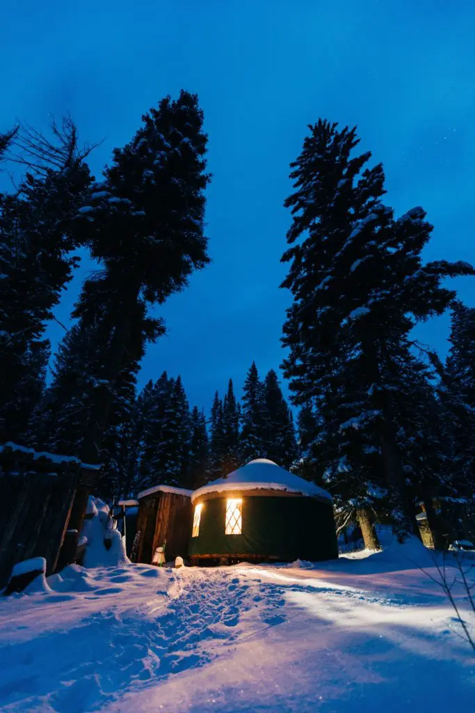 Dinner in a yurt brings the stars home in Sun Valley.