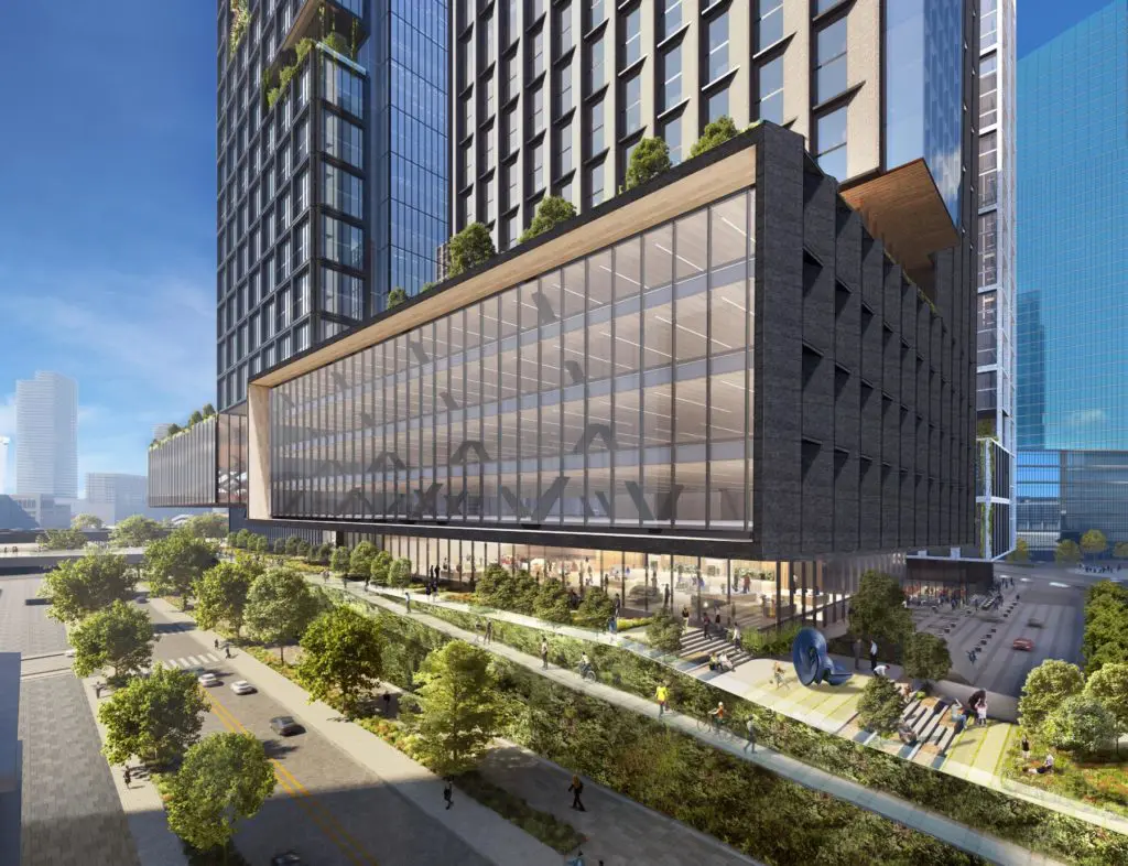 Field Street is set to transform downtown Dallas. It is designed with ample green space and pedestrians in mind. (Rendering by HKS Architects).
