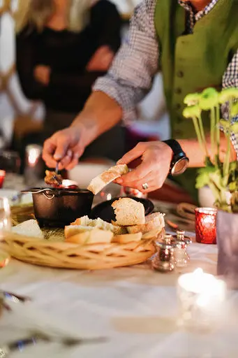 You can expect a fun scene (fondue included) in a Sun Valley yurt dinner.
