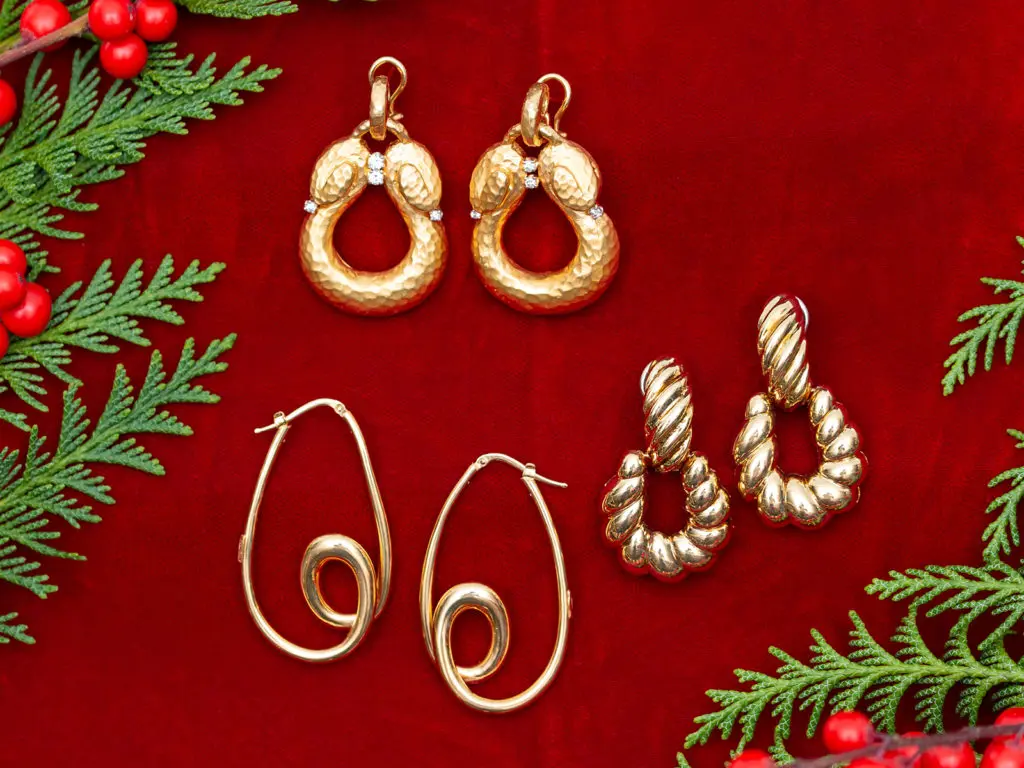 A selection of gold hoop and loop earrings under $5000