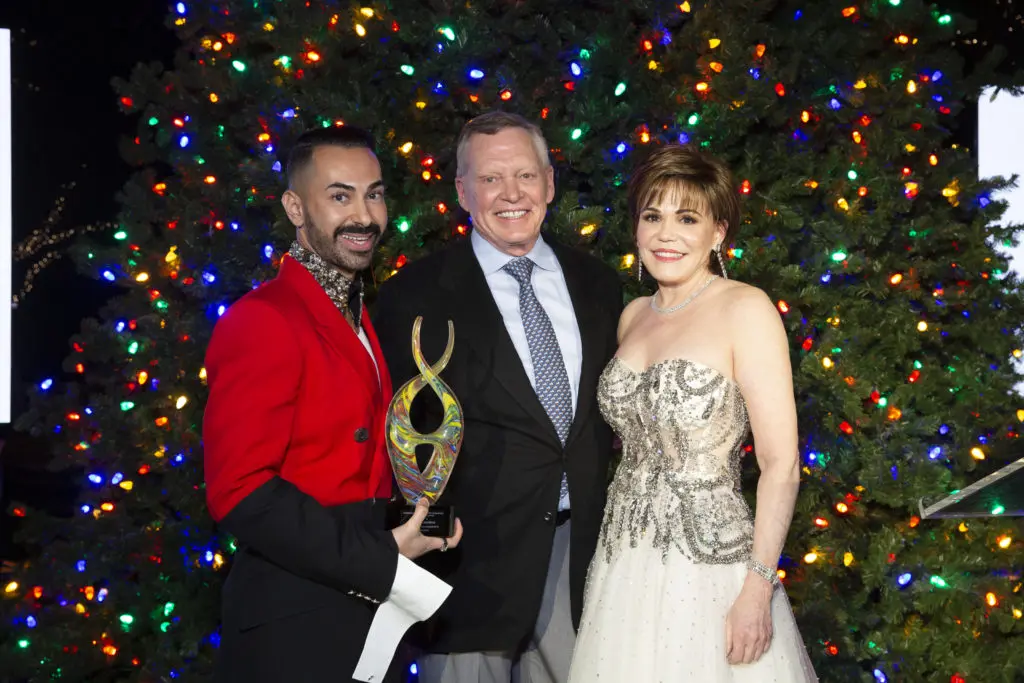 Fady Armanious, Richard Flowers, Hallie Vanderhider attend a fundraiser at the Fertitta family home. (Photo by Jenny Antill Clifton)