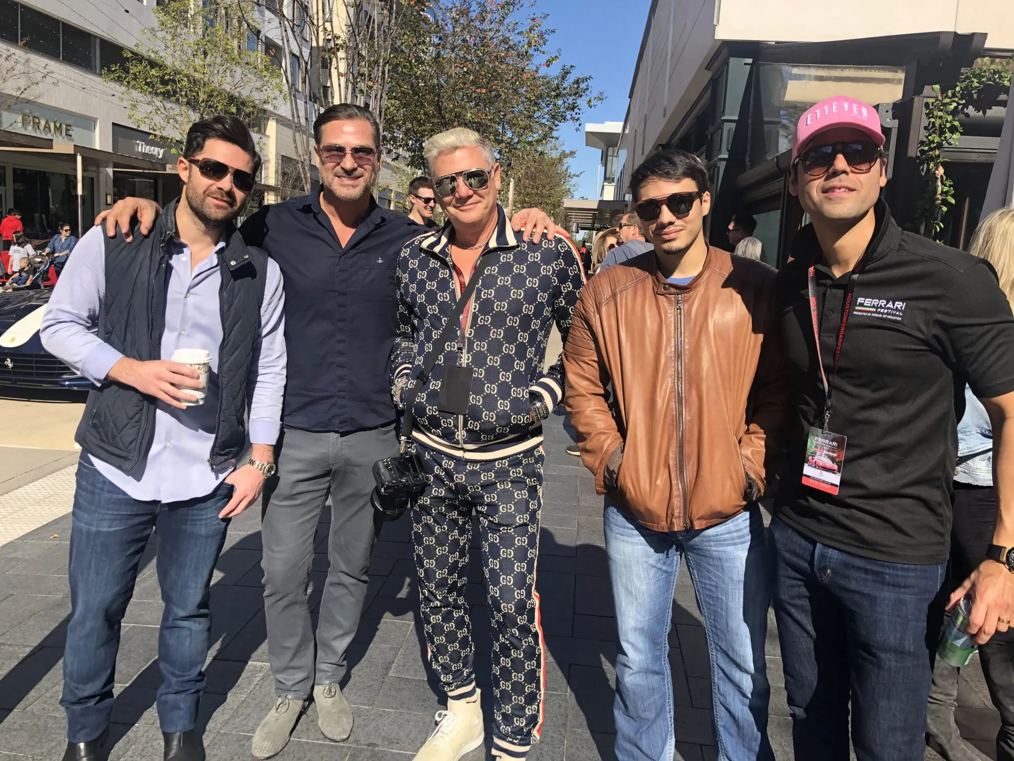 Cool gents at the Ferrari Festival in River Oaks District: Rodrigo Ahumada, Orlando Concha, Federico Heredia, Angel Heredia, Manolo Elias (Photo by Shelby Hodge)