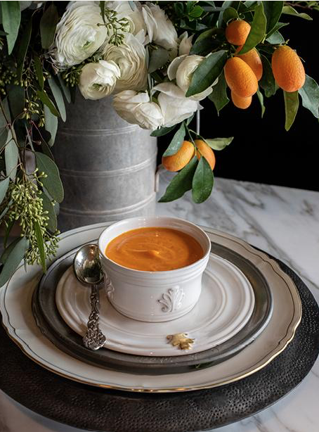 Carrot coconut soup from the Beautiful Living cookbook.  (Photo by Janet Buller)