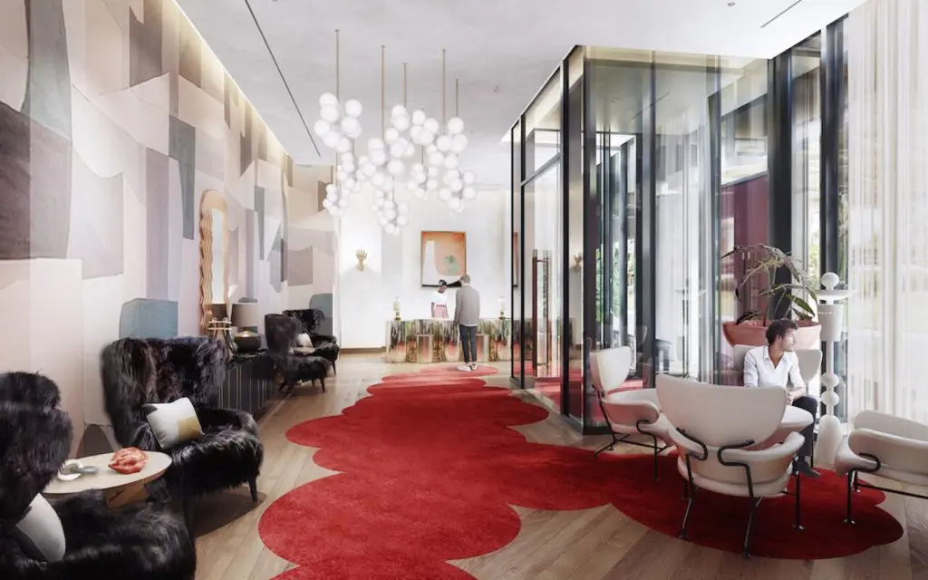 The lobby at this Dallas Virgin Hotel is a showstopper.