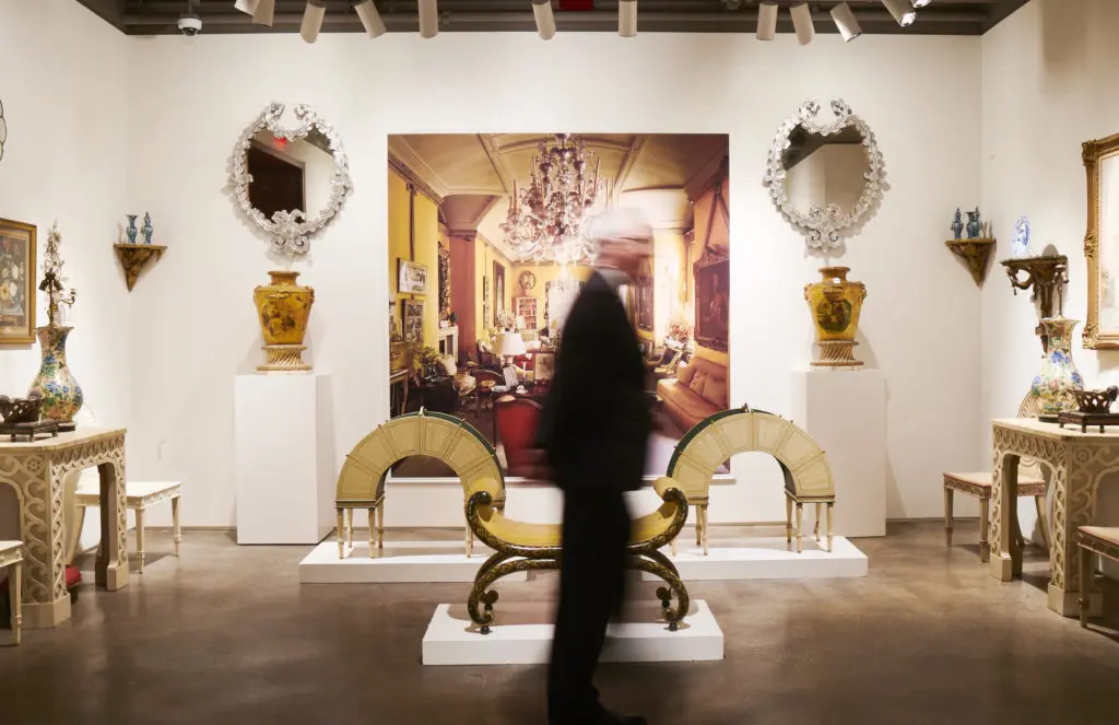 A Buatta admirer takes in the extensive exhibition. (Photo by Gabby Jones)