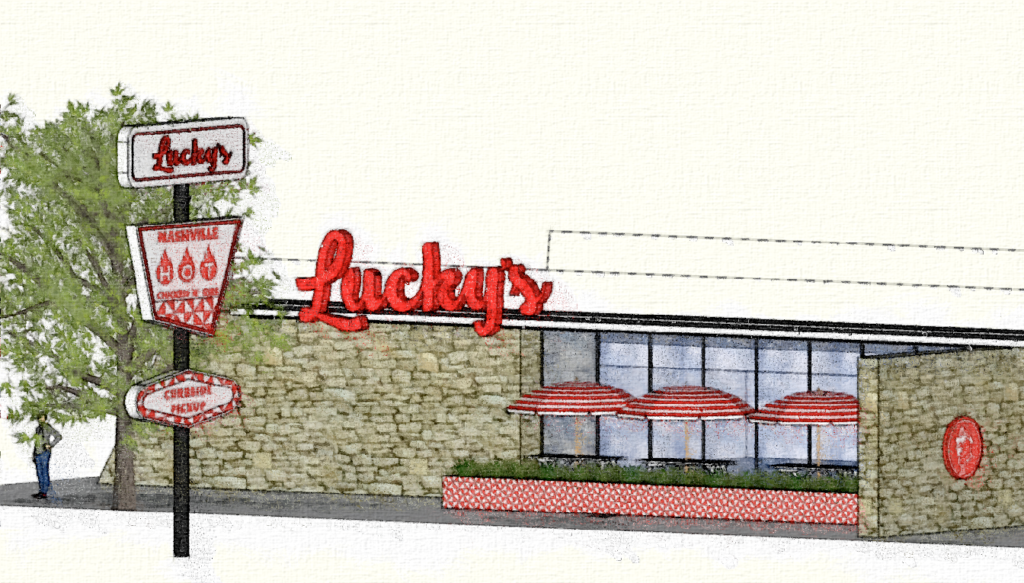 Lucky's Hot Chicken will open early this year. Courtesy of Vandelay Hospitality 