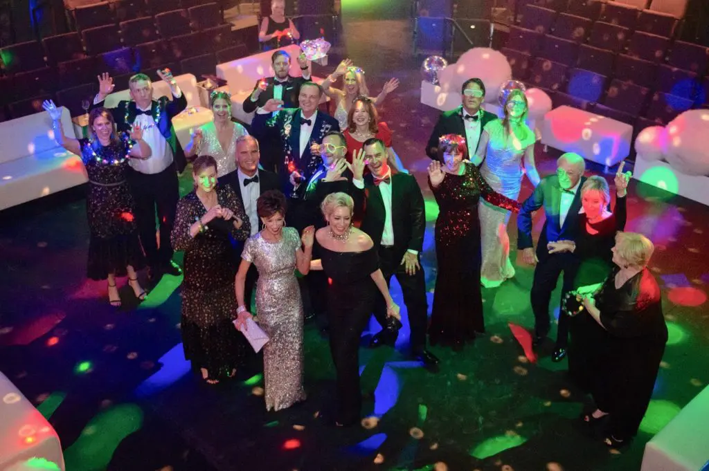 The Lester and Sue Smith stage at The Gordy, new home of Stages, was transformed into a disco for the grand opening gala last January. (Photo by Wilson Parish)