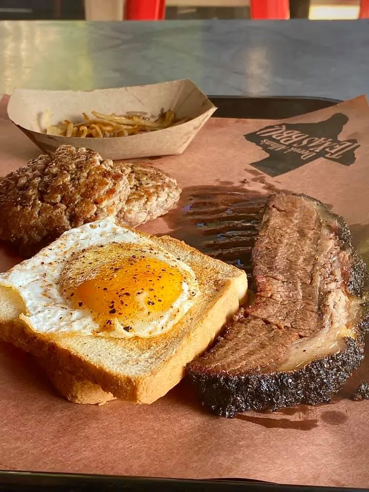 Start your day off strong with a fried egg and some brisket from Derek Allan's.