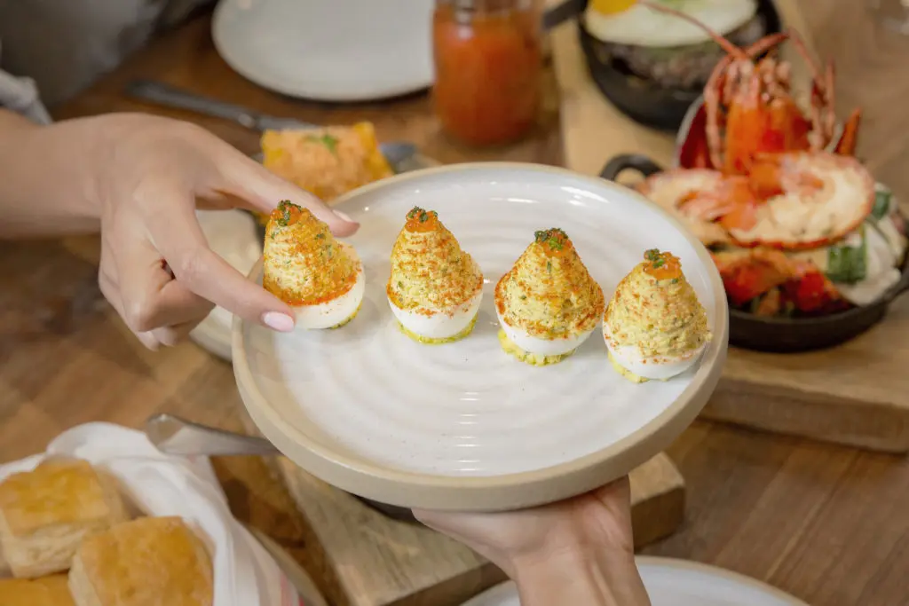 Yardbird's deviled eggs are great for sharing.(Courtesy of Yardbird Southern Table & Bar)
