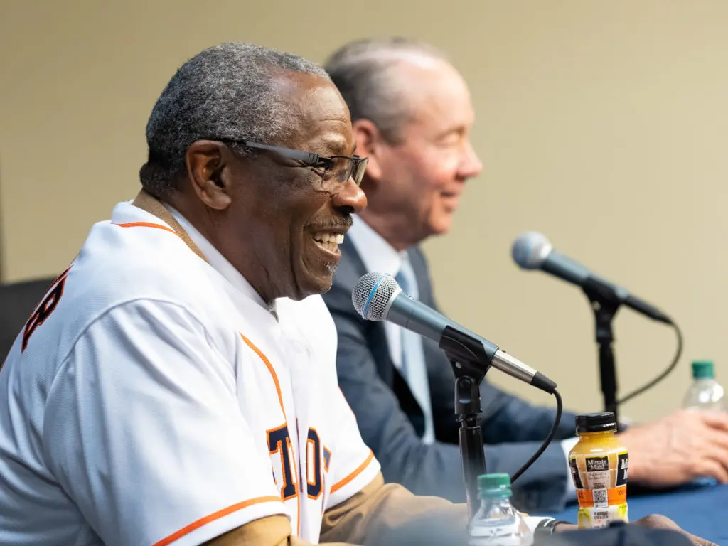 Dusty Baker and Jim Crane will be leading the Houston Astros into a new uncertain era. (Photo by F. Carter Smith)
