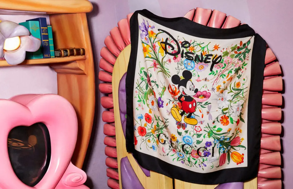 Classic Gucci motifs like this summery floral are invigorated with the playful Mouse. (Photo Courtesy of Disney x Gucci, shot by Harmony Korine) (Photo by Disney x Gucci, shot by Harmony Korine)