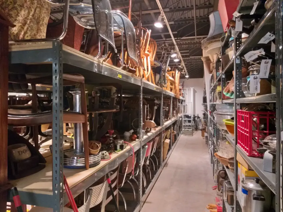 On-site prop storage is inventoried now with a bar code, making loans to other Houston theater companies a breeze. (Photo by CDA)