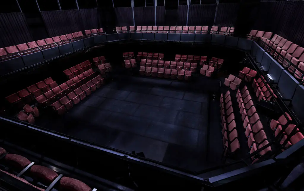 The Lester and Sue Smith Stage, a 223-seat arena theater is one of three stages at the new Gordy. The Smiths and the Gordys enjoyed a long friendship, which is how the Smith gift came to be. (Photo by Amitava Sarkar)