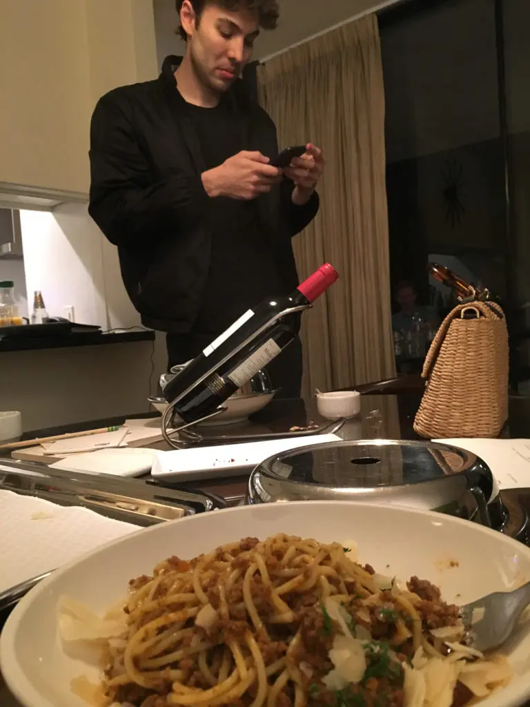 Scenes of the crime as reported by London Ham: "My housemate/Spotify Saint Zach Burger and a 3 am Spaghetti Bolognese."