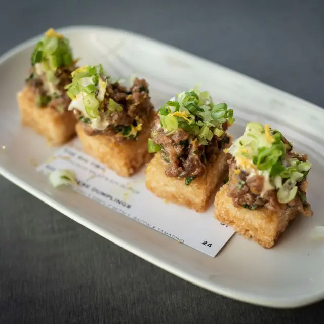 The tuna tartare comes with crispy rice and miso dressing. Courtesy of Foxyco
