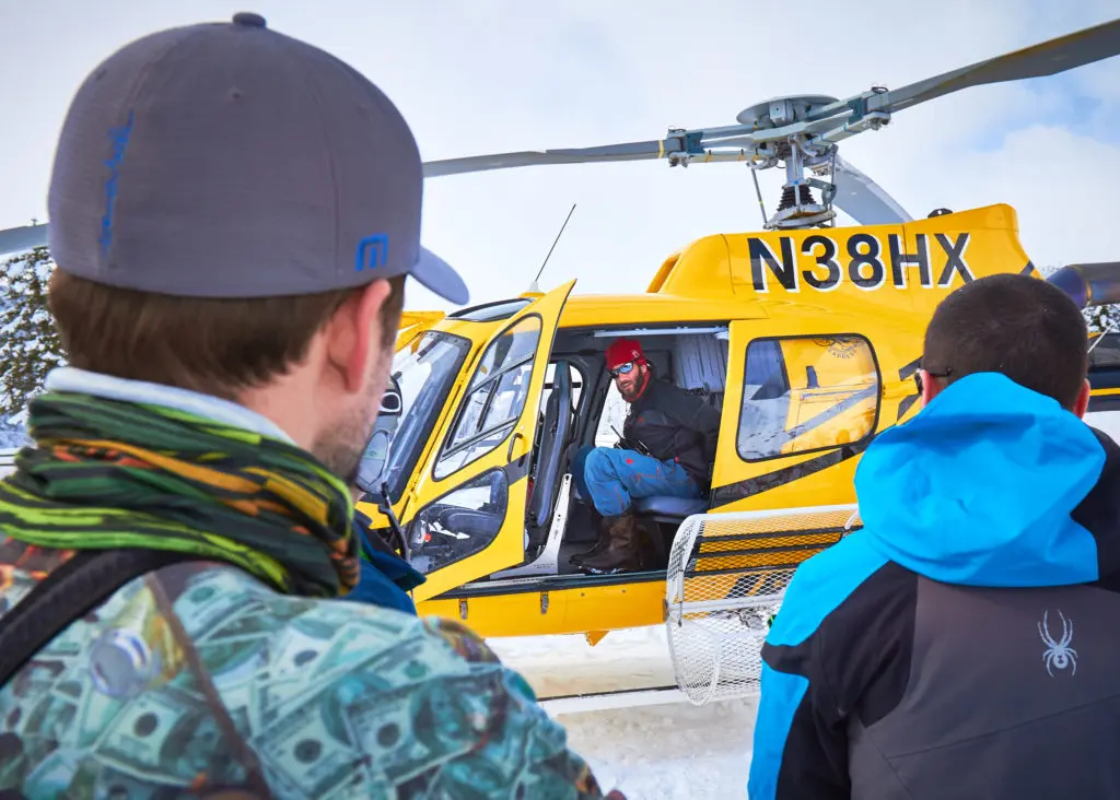 A helicopter will take you to new ski heights in Snake River.
