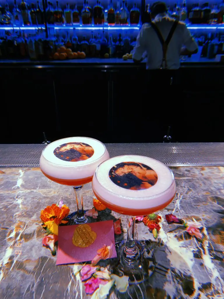 Special cocktails can be customized with a sugar paper photo for Valentine's Day.