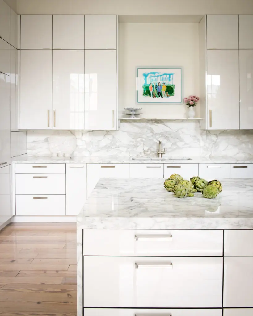 The marble-filled kitchen of Jane Scott Hodges' New Orleans home. (Photo by Paul Costello)