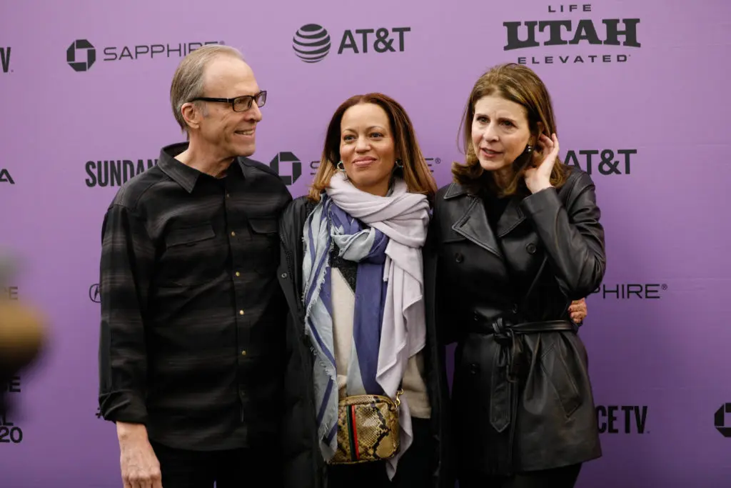 Director Kirby Dick, Drew Dixon and Director Amy Ziering attend the World Premiere of <i>Saudi Runaway</i> by Kirby Dick and Amy Ziering, an official selection of the World Documentary Competition at the 2020 Sundance Film Festival. © 2020 Sundance Institute | photo by Becca Haydu.