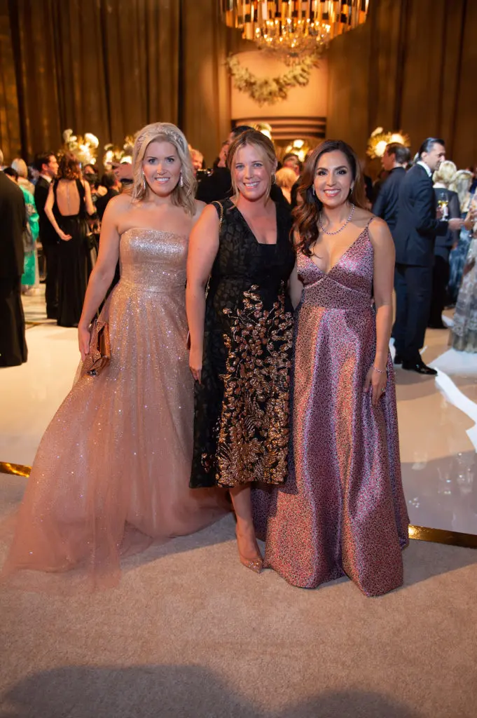 Amanda Boffone in Jovani, Melissa Sugulas in Lela Rose, Julie Chen in Monique Lhuillier (Photo by Wilson Parish)